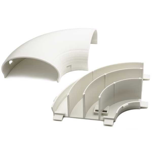 CODO PLANO PARA CANALETA PLASTICA DE 4.5", MULTI CANAL, PARA POTENCIA Y DATOS, COLOR IVORY, MARCA HELLERMANN TYTON