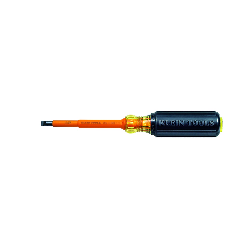 DESTORNILLADOR AISLADO 1000V PLANO, DE 1/4", DE 4", MARCA KLEIN TOOLS, MODELO 602-4-INS