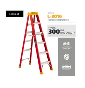 ESCALERA TIPO A DE 12 PIES, FIBRA DE VIDRIO, 300 LB. MARCA LOUISVILLE