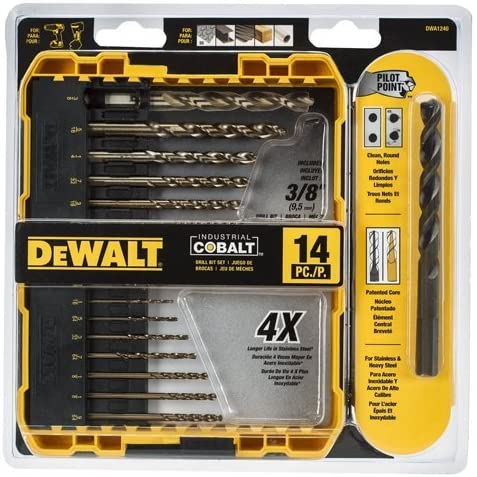 JUEGO DE BROCAS PARA METAL DE COBALTO, DE 14 PIEZAS, DE 1/16 A 3/8", MARCA DEWALT, MODELO DWA1240