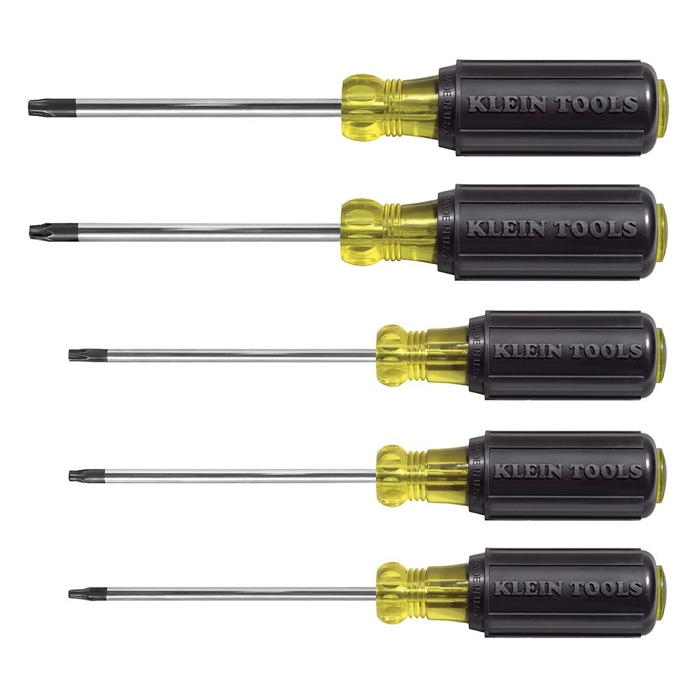 JUEGO DE DESTORNILLADORES TORX, DE 5 PIEZAS: T15, T20, T25, T27, T30, MARCA KLEIN TOOLS, MODELO 19555