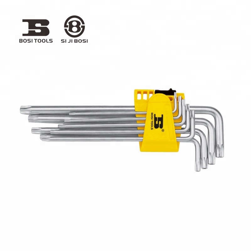 JUEGO DE LLAVES HEXAGONALES (ALLEN) TORX, DE 9 PIEZAS, T10 A T50, MARCA BOSI TOOLS, MODELO BS423192