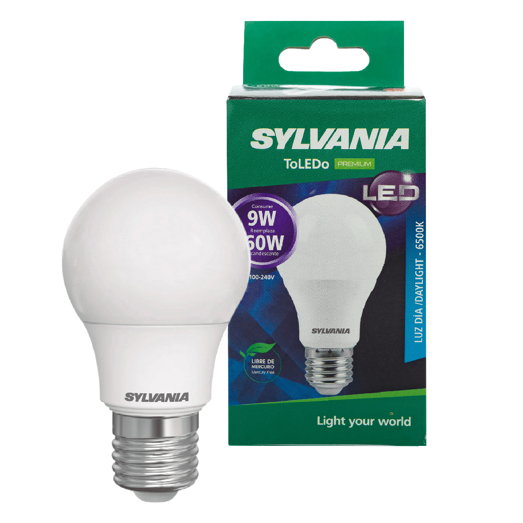 BOMBILLO DE 9W, ROSCA E27, 6500 K, 100V, SYLVANIA P26249-33