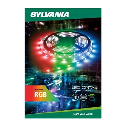 CINTA LED DE MULTICOLOR RGB DE 5 METROS, 15W, 90 LUMEN, 20000 HRS, MARCA SYLVANIA, MODELO P27689-19