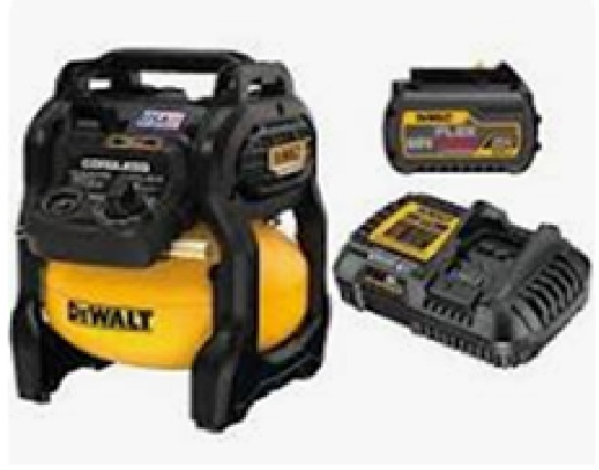 KIT DE COMPRESOR DE AIRE INALAMBRICO SIN ESCOBILLAS DE 20V, (2-1/2 GALONES), MARCA DEWALT, MODELO DCC2520T1