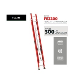 [LOUISVILLE-FE3236] ESCALERA DE EXTENSION DE 36 PIES, FIBRA DE VIDRIO, 300 LB. MARCA LOUISVILLE